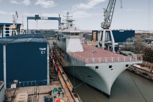 Alewijnse Damen launch Multi-Purpose Vessel MPV NRP D. João II for Portuguese Navy in Galati, Romania