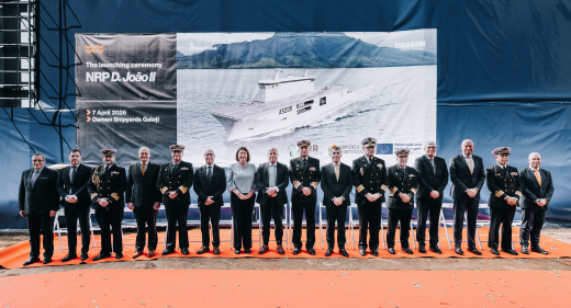 Alewijnse Damen launch Multi-Purpose Vessel MPV NRP D. João II for Portuguese Navy in Galati, Romania
