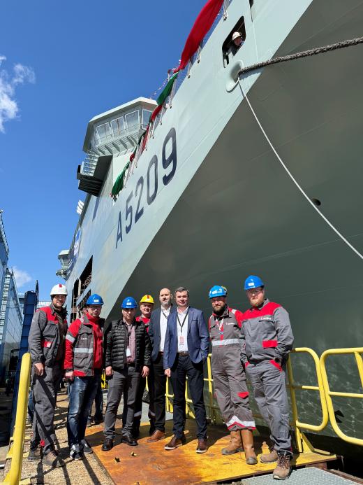 Alewijnse Damen launch Multi-Purpose Vessel MPV NRP D. João II for Portuguese Navy in Galati, Romania